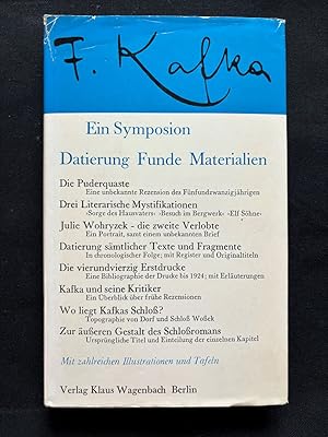 Seller image for Kafka-Symposion. for sale by Libretto Antiquariat & mundart.ch