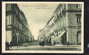 Cartolina Taranto, Via d`Aquinio presa da Piazza Giordano Bruno