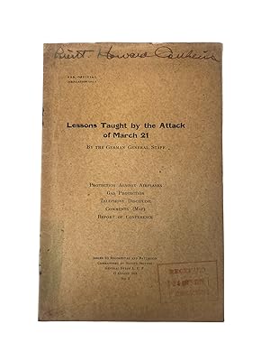 U.S Army on Captured German Documents from the W.W.I Western Front on Air Strikes and Chemical We...