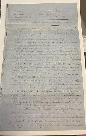 1ST MARCH 1856. PROCES VERBAL OF SALE. LANDED PROPERTY, SLAVES, CATTLE, MULES &C. &C. STATE OF LO...