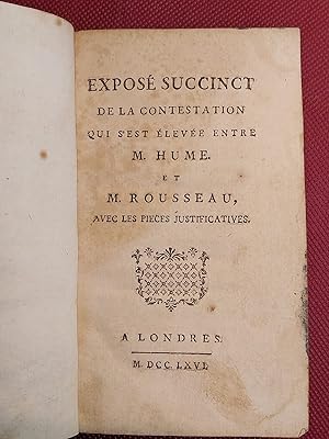 Seller image for Expos Succinct de la Contestation qui s'est leve entre M. Hume et M. Rousseau, avec les pices justificatives. for sale by LIBRERIA XODO