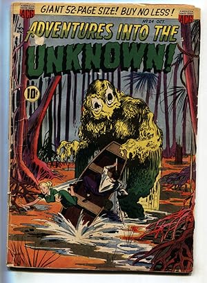 ADVENTURES INTO THE UNKNOWN #24--Pre-code horror--Swamp monster--comic book