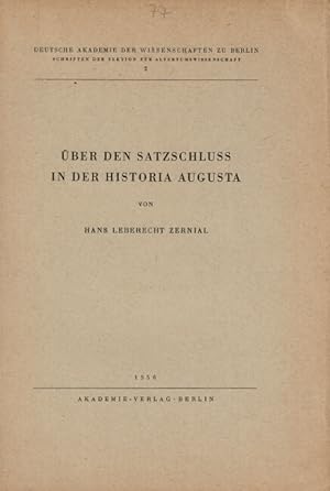 Imagen del vendedor de Uber den Satzschluss in der Historia Augusta a la venta por Rulon-Miller Books (ABAA / ILAB)