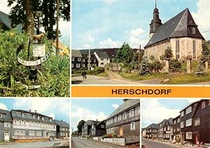 Bild des Verkufers fr Postkarte Carte Postale 73961613 Herschdorf Thueringen Sonnenuhr Blick zur Kirche Konsumgaststaette Kult zum Verkauf von Versandhandel Boeger