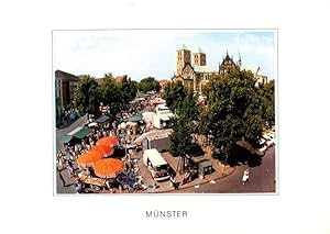 Postkarte Carte Postale 73962643 MueNSTER Westfalen Wochenmarkt auf dem Platz vor dem St Paulus Dom