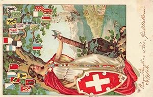 Postkarte Carte Postale 73965119 Helvetia Schweiz Flagen