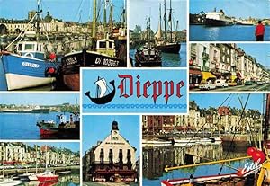 Postkarte Carte Postale 13964140 Dieppe 76 Seine-Maritime Chalutiers au port Cars-ferrys Quai Duq...