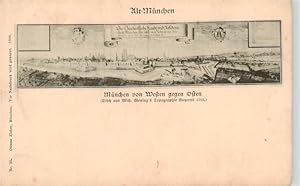 Postkarte Carte Postale 73959560 Alt-MueNCHEN Muenchen von Westen gegen Osten Stich aus Rich. Wen...