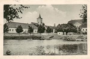Postkarte Carte Postale 73959442 Mysliborice Trebic Trebitsch CZ Partie am Teich Blick zur Kirche