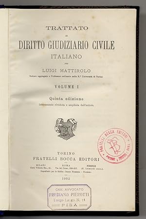 Trattato di diritto giudiziario civile italiano. [.] Volume I [- volume VII: indice esegetico -an...