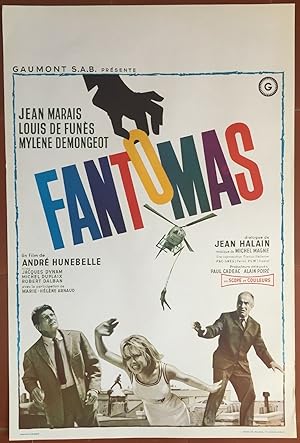 Affiche originale cinéma FANTOMAS Jean Marais LOUIS DE FUNES Mylène Demongeot