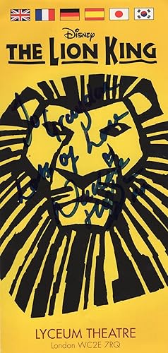 Seller image for Nadine Higgin The Lion King Walt Disney Hand Signed Theatre Flyer for sale by Postcard Finder