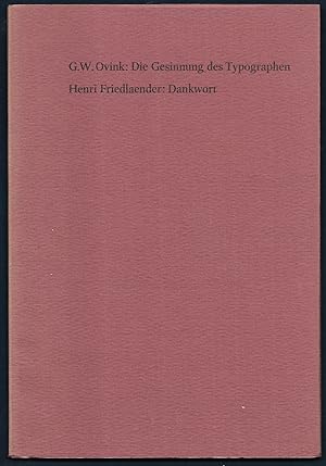 Die Gesinnung des Typographen. Laudatio, anläßlich der Verleihung des Gutenberg-Preises 1971 der ...