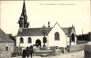 Ansichtskarte / Postkarte Locquirec Finistère, Kirche und der Kalvarienberg