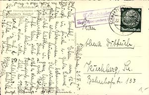 Landpoststempel Tellerhäuser über Schwarzenberg, 22.07.1940, Ansichtskarte