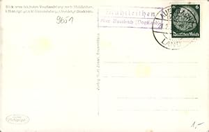 Landpoststempel Mühlleithen über Auerbach (Vogtland), 21.02.1936, Ansichtskarte Kammweg