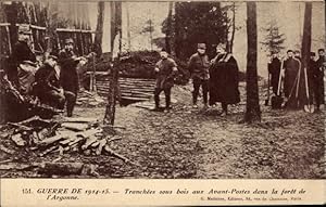 Ansichtskarte / Postkarte En Argonne, Gräben im Unterholz an Außenposten im Wald, I WK