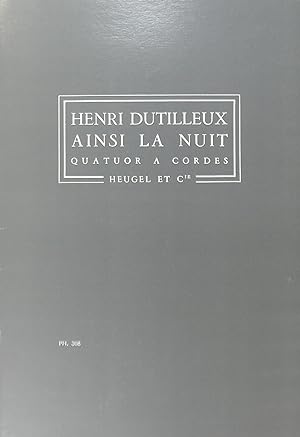 Seller image for Ainsi la nuit, Quatuor  cordes, Study Score for sale by Austin Sherlaw-Johnson, Secondhand Music