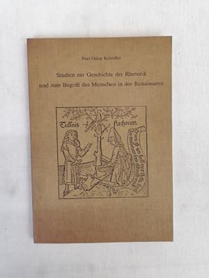 Bild des Verkufers fr Studien zur Geschichte der Rhetorik und zum Begriff des Menschen in der Renaissance. bers. von Renate Jochum / Gratia ; 9 zum Verkauf von Antiquariat Bler