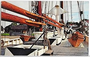 Imagen del vendedor de Nested fishing dories on deck of L. A. Dunston, the Gloucester fishing schooner at Mystic Seaport. - Postcard a la venta por Argyl Houser, Bookseller