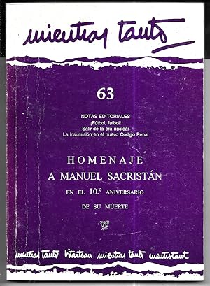 Mientras Tanto nº 63 . Homenaje a Manuel Sacristán