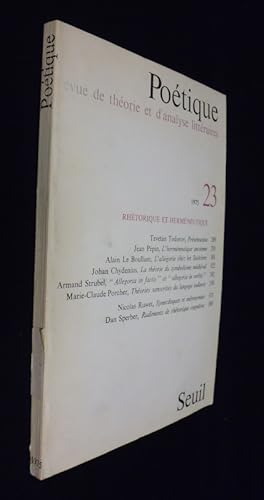 Bild des Verkufers fr Potique. Revue de thorie et d'analyse littraires. n23 zum Verkauf von Abraxas-libris