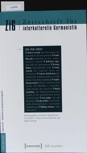 Imagen del vendedor de Zeitschrift fr interkulturelle Germanistik. 7. Jahrgang, 2016, Heft 1. a la venta por Antiquariat Bookfarm