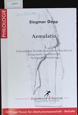 Image du vendeur pour Aemulatio. Gttinger Forum fr Altertumswissenschaft. mis en vente par Antiquariat Bookfarm