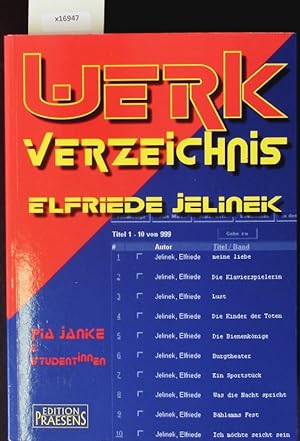 Immagine del venditore per Werkverzeichnis Elfriede Jelinek. venduto da Antiquariat Bookfarm