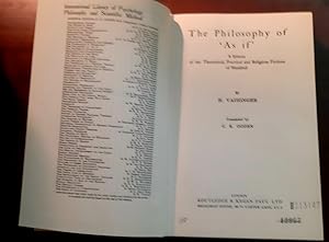 Seller image for The Philosophy of 'As If ': A System of the Theoretical, Practical and Religious Fictions of Mankind for sale by Librera Pramo