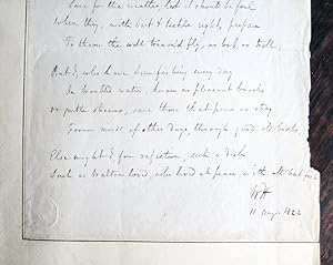 "Apology for not angling", autograph sonnet, 1822