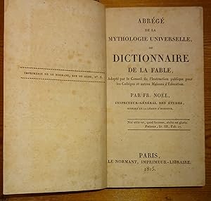 Seller image for Abrege de la mythologie universelle, ou, Dictionnaire de la fable for sale by WestField Books