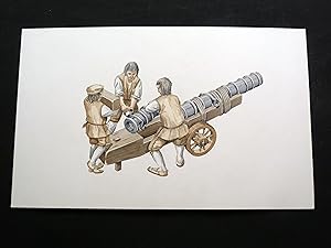 Seller image for Original military watercolour: Elizabethan cannon and crew for sale by Cox & Budge Books, IOBA
