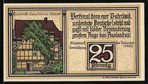 Bild des Verkufers fr Notgeld Quedlinburg 1921, 25 Pfennig, Klopstock`s Geburtshaus, Wappen zum Verkauf von Bartko-Reher
