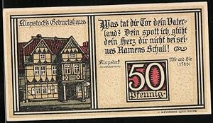 Bild des Verkufers fr Notgeld Quedlinburg 1921, 50 Pfennig, Klopstock`s Geburtshaus, Roland zum Verkauf von Bartko-Reher