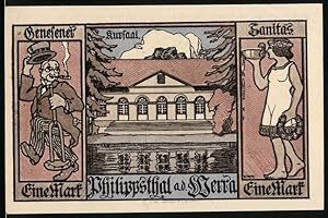 Bild des Verkufers fr Notgeld Philippsthal a. d. Werra 1921, 1 Mark, Der Kursaal am Wasser, Genesener, Sanitas zum Verkauf von Bartko-Reher
