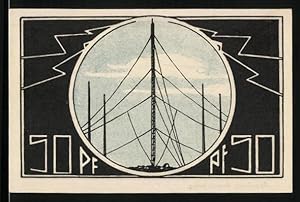 Bild des Verkufers fr Notgeld Neustadt a. R. 1921, 50 Pfennig, Funkanlage - Richtantenne, Weltkarte zum Verkauf von Bartko-Reher
