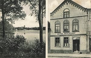 Sw Ansichtskarte Grevesmühlen in Mecklenburg, mit 2 Ansichten: Hotel Reichshof und Blick auf See ...