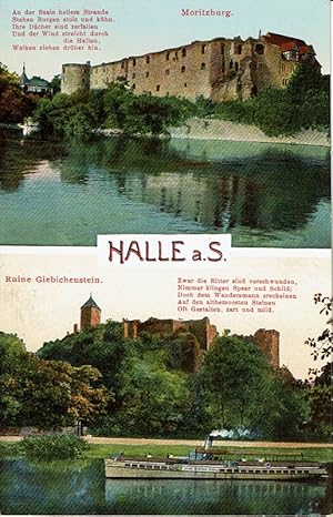 Farbige Ansichtskarte Halle a.S. Giebichstein und Moritzburg.
