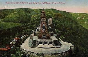 Farbige Ansichtskarte Denkmal Kaiser Wilhelm I. und Burgruine Kyffhäuser (Flieger Aufnahme)