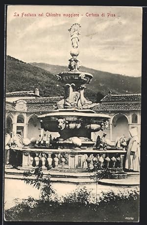 Cartolina Calci, Certosa di Pisa, La Fontana nel Chiostro maggiore