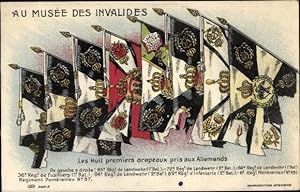 Ansichtskarte / Postkarte Paris VII., Au Musée des Invalides, Les Huit premiers drapeaux pris aux...