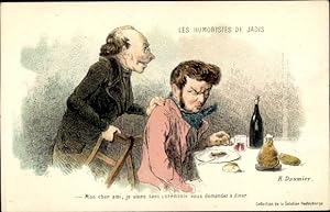 Künstler Ansichtskarte / Postkarte Daumier, Honoré, Les Humoristes de Jadis, Männer zu Tisch