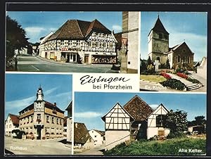 Bild des Verkufers fr Ansichtskarte Eisingen bei Pforzheim, Alte Kelter, Spar-Markt, Rathaus zum Verkauf von Bartko-Reher