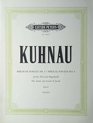 Immagine del venditore per Jacobs Tod und Begrbni / The death and burial of Jacob. Sonate fr Klavier zu zwei Hnden (= Biblische Sonate Nr. 6 / Biblical sonata No. 6). Aus: Musicalische Vorstellung einiger Biblischer Historien / in 6 Sonaten / Auff dem Claviere zu spielen / Allen Liebhabern zum Vergngen versuchet von Johann Kuhnauen / Leipzig / 1700. Nach den Quellen neu herausgegeben von Lothar Hoffmann-Erbrecht. Urtext. venduto da Versandantiquariat Ruland & Raetzer