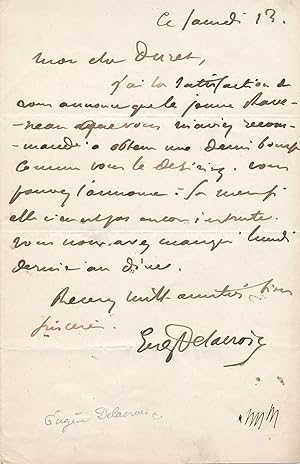 Eugène DELACROIX lettre autographe signée