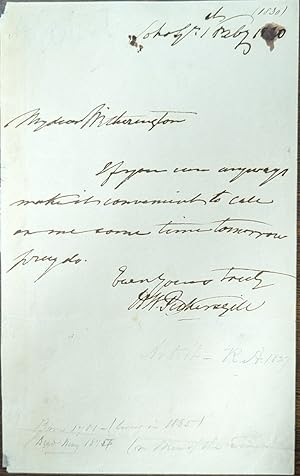 Imagen del vendedor de H. W. Pickersgill Handwritten Signed Note a la venta por Willis Monie-Books, ABAA