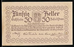 Bild des Verkufers fr Notgeld Zell a. d. Pram 1920, 50 Heller, Ortsansicht, Wappen zum Verkauf von Bartko-Reher