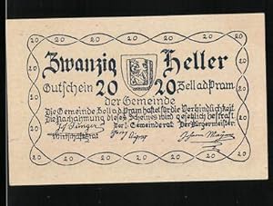 Bild des Verkufers fr Notgeld Zell a. d. Pram 1920, 20 Heller, Bruhaus, Wappen zum Verkauf von Bartko-Reher