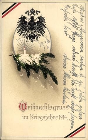 Ansichtskarte / Postkarte Glückwunsch Weihnachten, Adler, Tannenzweig, Kerze